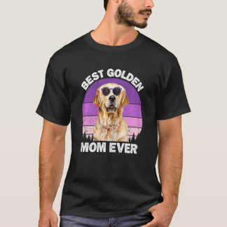 Womens Golden Mom Vintage Fun Golden Retriever Dog T-Shirt