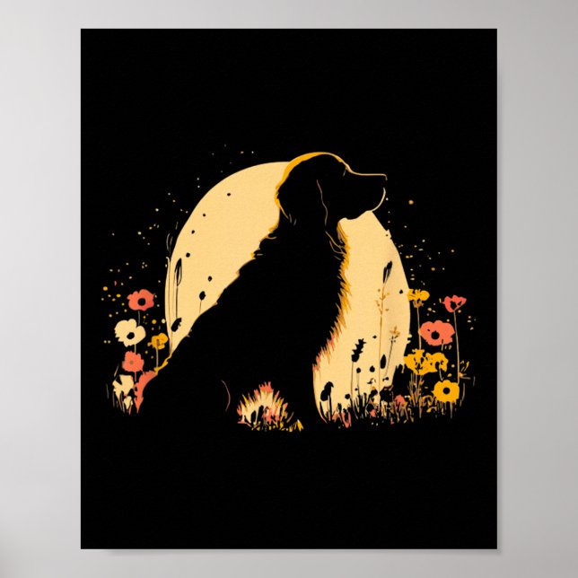 Women's Golden Retriever Lover Dog Owner Wildflowe Poster (Front)