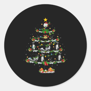 Womens Golf Christmas Tree Lights Golf Srts Player Classic Round Sticker
