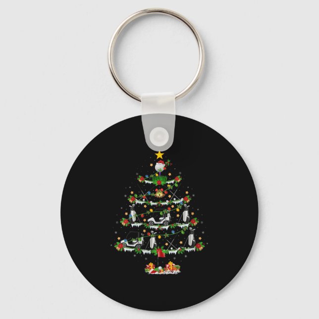 Womens Golf Christmas Tree Lights Golf Srts Player Keychain (Front)