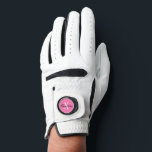 Women's golf gloves with monogram ball marker coin<br><div class="desc">Custom monogram white golf gloves for men and women. Personalized accessories with stylish ball marker coin. Trendy monogrammed golfer gift idea for him or her. Elegant script typography template for name and initial letter. Classy golfing presents for men and women. Change colour from pink to any other colour. Cute ladies...</div>