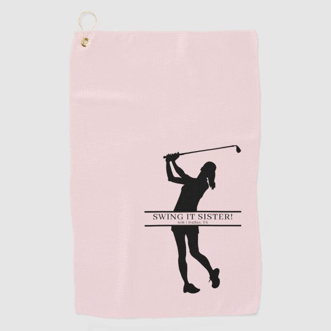 Womens Golf Silhouette Personalized Monogram City Golf Towel (Front)