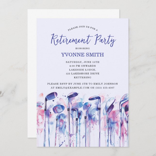 Women's Golfing Retirement Party Invitation (Front/Back)