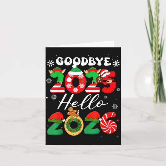 Womens Goodbye 2025 Hello 2026 Christmas Matching  Card (Front)
