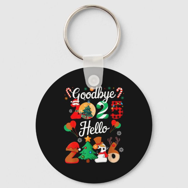 Womens Goodbye 2025 Hello 2026 Christmas Matching  Keychain (Front)