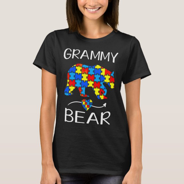 Womens Grammy Bear Autism Awareness Love Support A T-Shirt (Front)