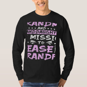 Womens Grandma and granddaughter tease grandpa T-Shirt