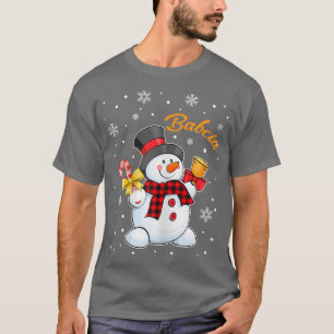 Womens Grandma Babcia Snowman Candy Cane Christmas T-Shirt