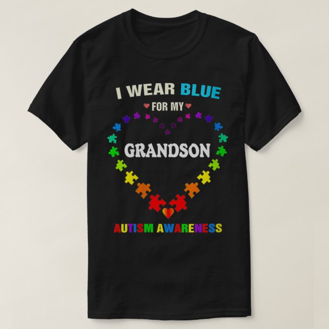 Womens Grandma Grandpa I Wear Blue For My Grandson T-Shirt (Design Front)