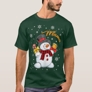 Womens Grandma Mama Snowman Candy Cane Christmas R T-Shirt
