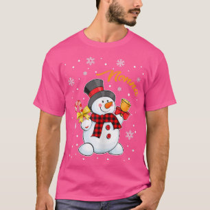 Womens Grandma Nonna Snowman Candy Cane Christmas  T-Shirt
