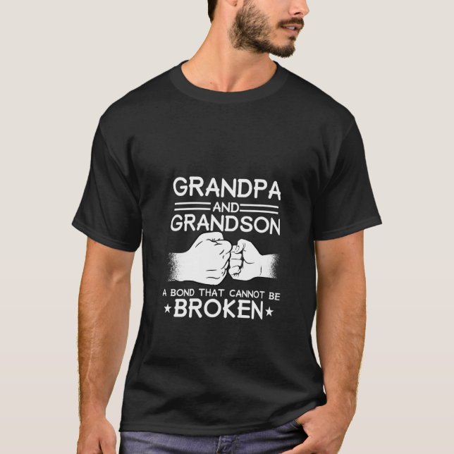 Womens Grandpa & Grandson Bond Can't Be Broken Fis T-Shirt (Front)