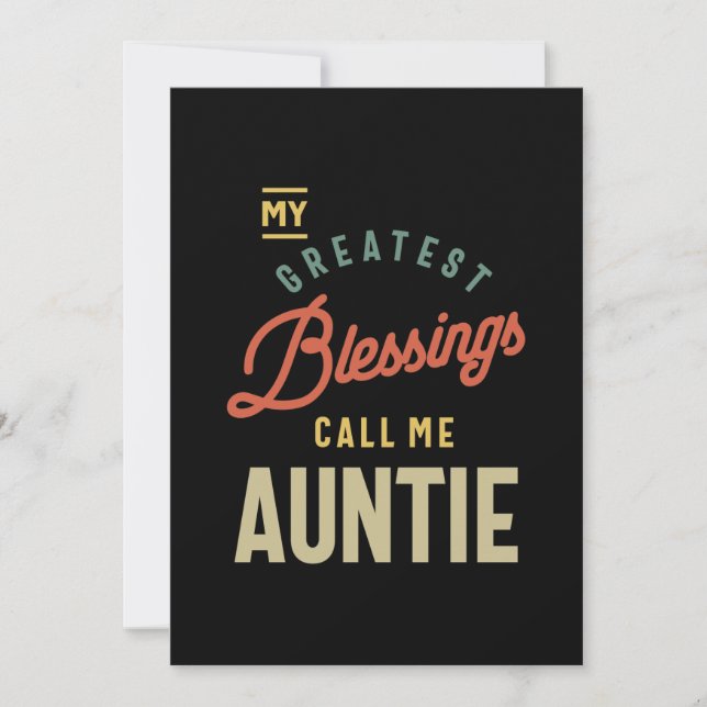Womens Greatest Blessings Call Me Auntie Gift Invitation (Front)
