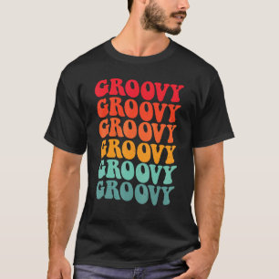 Womens Groovy Colours Retro 70s Aesthetic Nostalgi T-Shirt