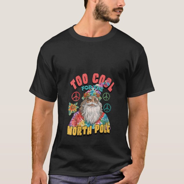 Womens Groovy Tie Dye Gypsy Santa Funky Christmas  T-Shirt (Front)
