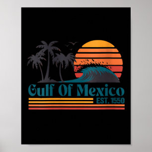 Womens Gulf Of Mexico Est 1550 Retro Vintage Beach Poster