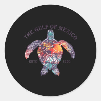 Womens Gulf Of Mexico Turtle Vintage Funny V-neck  Classic Round Sticker
