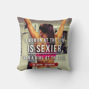 Women's Gym Workout Motivational Throw Pillow