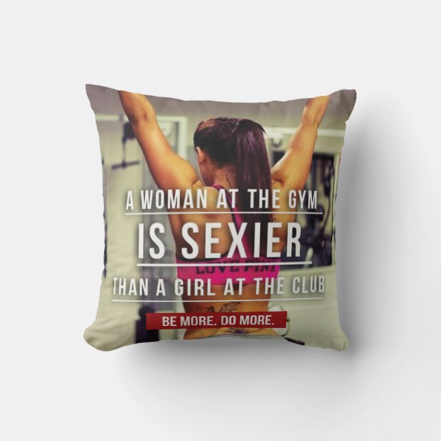 Women's Gym Workout Motivational Throw Pillow (Front)