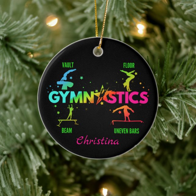 Women's Gymnastics Bars Beam Vault Floor Ceramic Ornament (Tree)