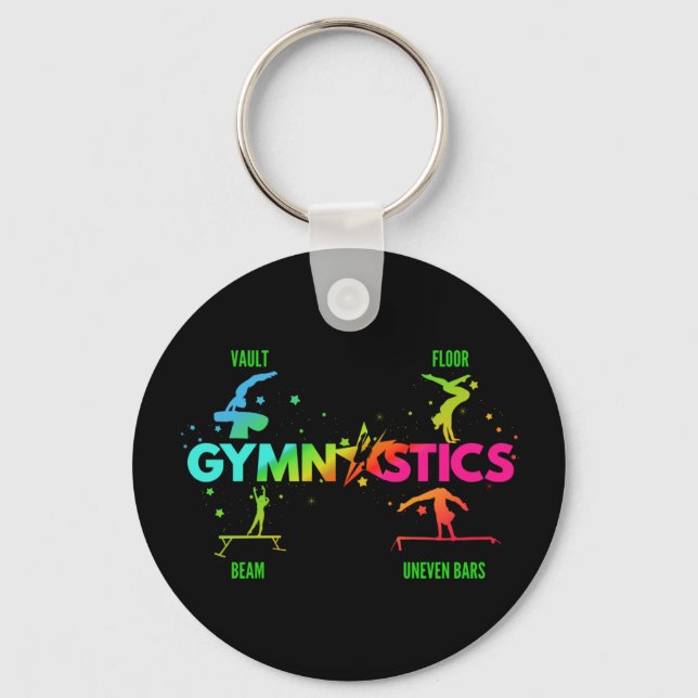 Women's Gymnastics Bars Beam Vault Floor Keychain (Front)