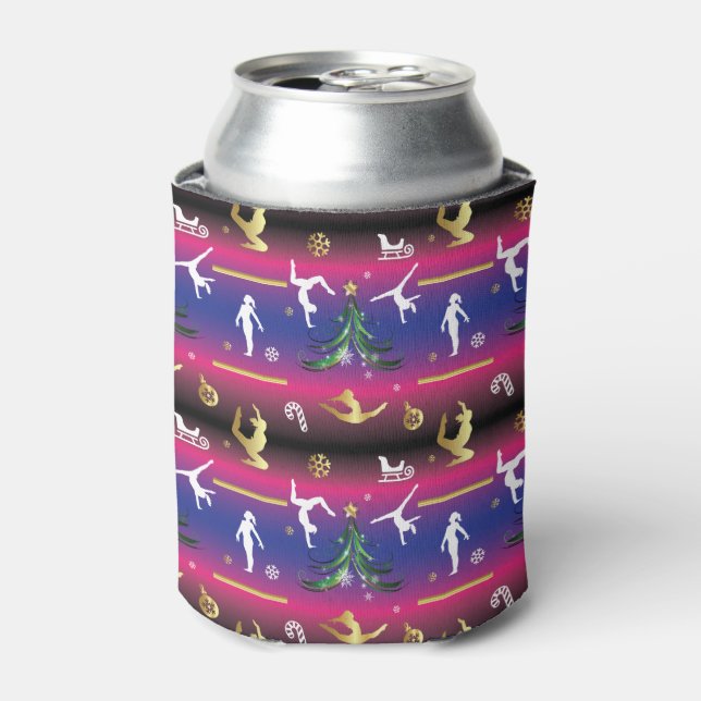 Women's Gymnastics Christmas Tree Can Cooler (Can Front)