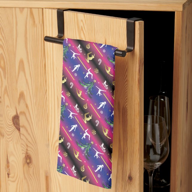 Women's Gymnastics Christmas Tree Kitchen Towel (Thirds Fold)