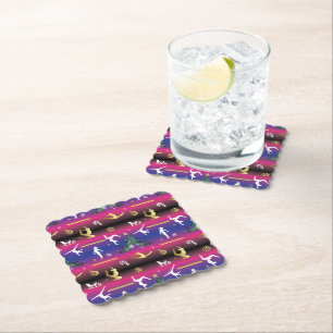 Women's Gymnastics Christmas Tree Paper Coaster