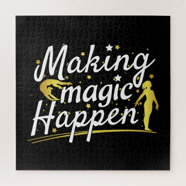 Women's Gymnastics Making Magic Happen Quote Jigsaw Puzzle (Vertical)