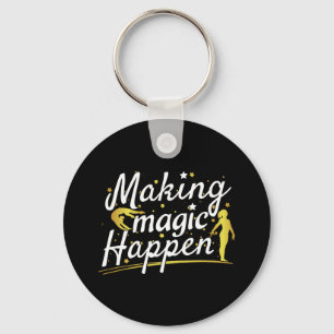 Women's Gymnastics Making Magic Happen Quote Keychain