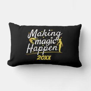 Women's Gymnastics Making Magic Happen Quote Lumbar Pillow