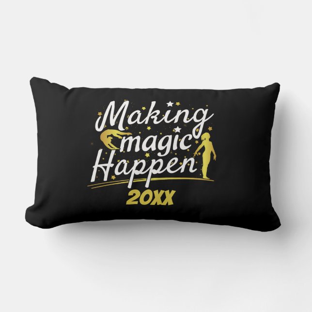 Women's Gymnastics Making Magic Happen Quote Lumbar Pillow (Front)