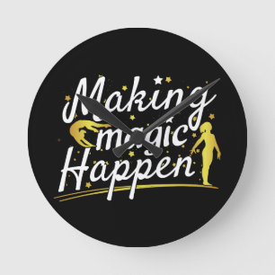 Women's Gymnastics Making Magic Happen Quote Round Clock