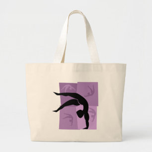 Women's Gymnastics Purple and Black Tote Bags