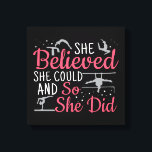 Women's Gymnastics - She Believed She Could Canvas Print<br><div class="desc">She Believed She could and So She Did - strong, feminist, motivational women's gymnastics quote for floor, beam, uneven bars, vault individual events, or all-around gymnast. > Silhouettes to inspire a female gymnast to practice for competition meets or summer camp training. > Personalize it! Add custom name, photo, or text....</div>