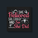 Women's Gymnastics - She Believed She Could Canvas Print<br><div class="desc">She Believed She could and So She Did - strong, feminist, motivational women's gymnastics quote for floor, beam, uneven bars, vault individual events, or all-around gymnast. > Silhouettes to inspire a female gymnast to practice for competition meets or summer camp training. > Personalize it! Add custom name, photo, or text....</div>