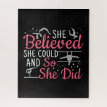 Women's Gymnastics - She Believed She Could Jigsaw Puzzle<br><div class="desc">She Believed She could and So She Did - strong, feminist, motivational women's gymnastics quote for floor, beam, uneven bars, vault individual events, or all-around gymnast. > Silhouettes to inspire a female gymnast to practice for competition meets or summer camp training. > Personalize it! Add custom name, photo, or text....</div>