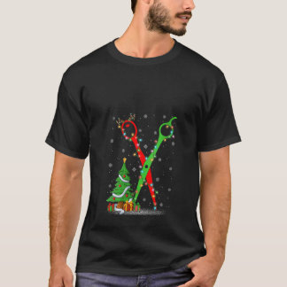 Womens Hairstylist Scissor Xmas Tree Lights Hair S T-Shirt