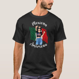 Womens Half American Half Mexican Mexico Flag Chin T-Shirt
