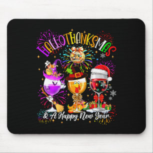 Womens Hallothanksmas & A Happy New Year Firew Mouse Pad