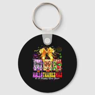 Womens Hallothanksmas & A Happy New Years Eve Keychain