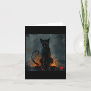 Womens Halloween Black Cat V-Neck Card