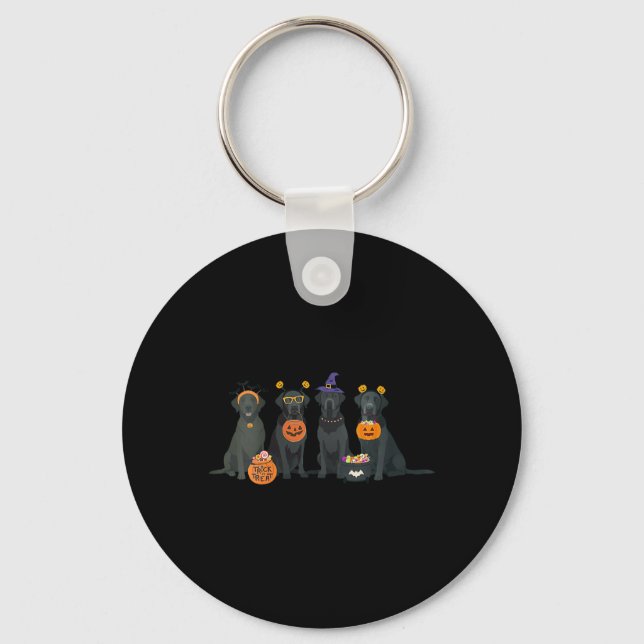 Womens Halloween Black Lab Fall Labrador Retriever Keychain (Front)