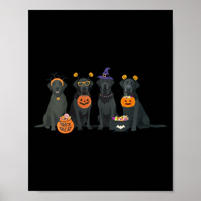 Womens Halloween Black Lab Fall Labrador Retriever Poster (Front)