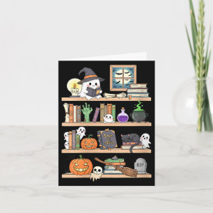 Women's halloween books ghost card