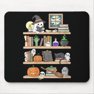 Women's halloween books ghost mouse pad