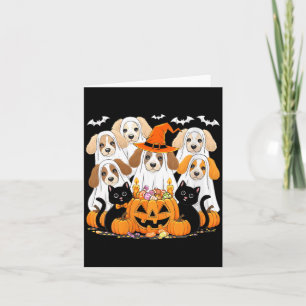 Womens Halloween Dog Dressed As Ghost Funny Card