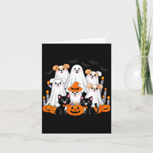 Womens Halloween Dog Dressed As Ghost Halloween Card