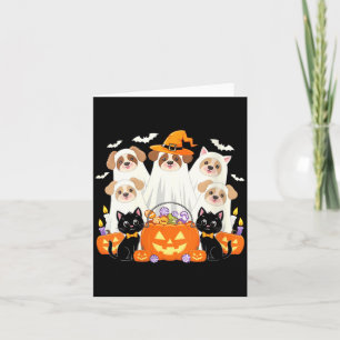 Womens Halloween Dog Dressed As Ghost Halloween Card