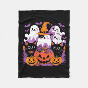 Womens Halloween Dog Dressed As Ghost Halloween Fleece Blanket